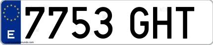 Ejemplo de matrícula española 7753 GHT