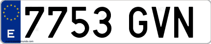 Ejemplo de matrícula de coche ordinaria 7753 GVN