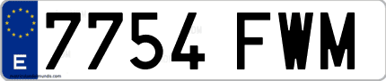 Ejemplo de matrícula de coche ordinaria 7754 FWM