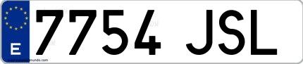 Ejemplo de matrícula española 7754 JSL