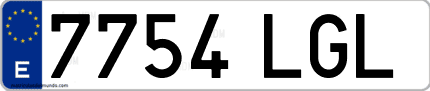 Ejemplo de matrícula de coche ordinaria 7754 LGL