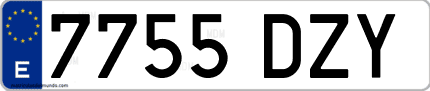 Ejemplo de matrícula de coche ordinaria 7755 DZY