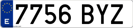 Ejemplo de matrícula de coche ordinaria 7756 BYZ