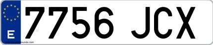 Ejemplo de matrícula española 7756 JCX