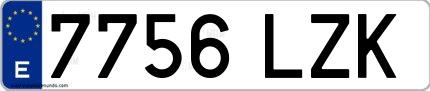 Ejemplo de matrícula española 7756 LZK
