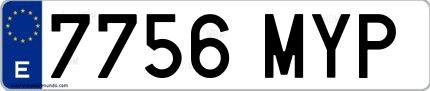 Ejemplo de matrícula española 7756 MYP