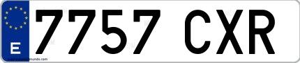Ejemplo de matrícula española 7757 CXR