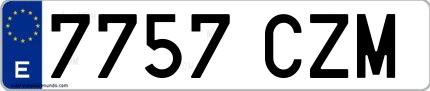 Ejemplo de matrícula española 7757 CZM