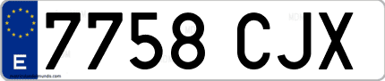Ejemplo de matrícula de coche ordinaria 7758 CJX