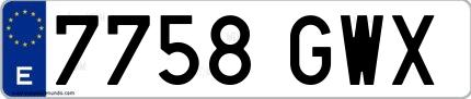 Ejemplo de matrícula española 7758 GWX