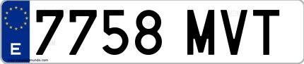 Ejemplo de matrícula española 7758 MVT
