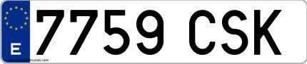 Ejemplo de matrícula española 7759 CSK
