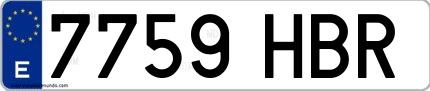 Ejemplo de matrícula española 7759 HBR