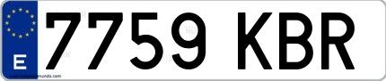 Ejemplo de matrícula española 7759 KBR