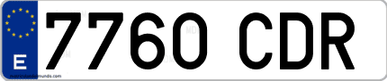 Ejemplo de matrícula de coche ordinaria 7760 CDR