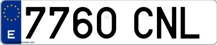 Ejemplo de matrícula española 7760 CNL