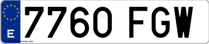 Ejemplo de matrícula de coche ordinaria 7760 FGW