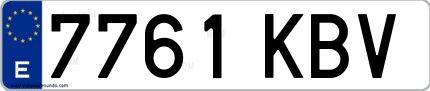 Ejemplo de matrícula española 7761 KBV