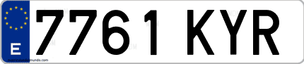 Ejemplo de matrícula de coche ordinaria 7761 KYR