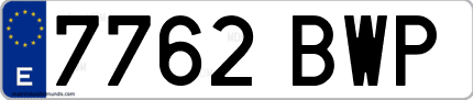 Ejemplo de matrícula de coche ordinaria 7762 BWP