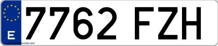 Ejemplo de matrícula española 7762 FZH