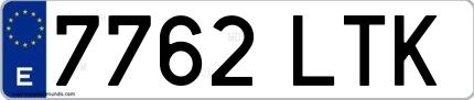 Ejemplo de matrícula española 7762 LTK
