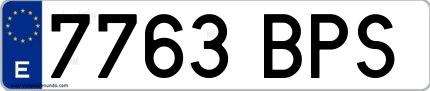 Ejemplo de matrícula española 7763 BPS