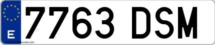 Ejemplo de matrícula española 7763 DSM