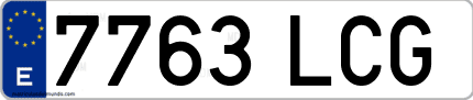 Ejemplo de matrícula de coche ordinaria 7763 LCG