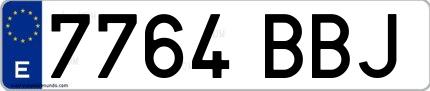 Ejemplo de matrícula española 7764 BBJ