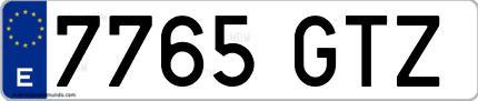 Ejemplo de matrícula de coche ordinaria 7765 GTZ