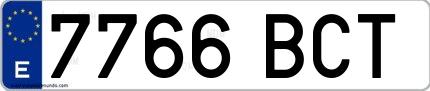 Ejemplo de matrícula española 7766 BCT