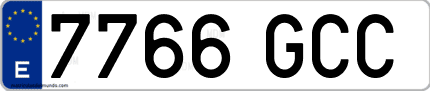 Ejemplo de matrícula de coche ordinaria 7766 GCC