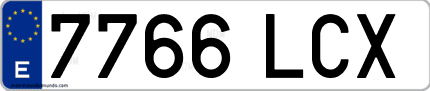 Ejemplo de matrícula de coche ordinaria 7766 LCX