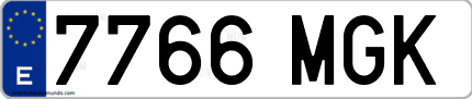 Ejemplo de matrícula de coche ordinaria 7766 MGK