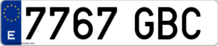 Ejemplo de matrícula de coche ordinaria 7767 GBC