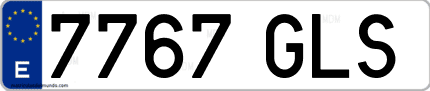 Ejemplo de matrícula de coche ordinaria 7767 GLS