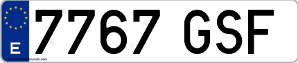 Ejemplo de matrícula de coche ordinaria 7767 GSF