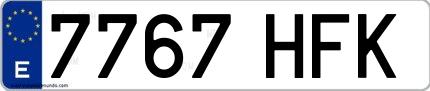 Ejemplo de matrícula española 7767 HFK
