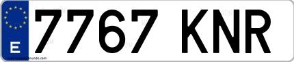 Ejemplo de matrícula española 7767 KNR