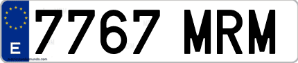 Ejemplo de matrícula de coche ordinaria 7767 MRM