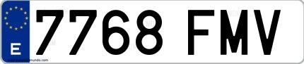 Ejemplo de matrícula española 7768 FMV