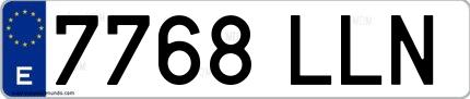 Ejemplo de matrícula española 7768 LLN