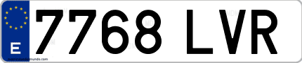 Ejemplo de matrícula de coche ordinaria 7768 LVR