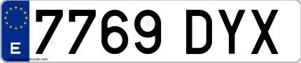 Ejemplo de matrícula española 7769 DYX