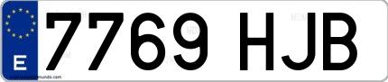 Ejemplo de matrícula española 7769 HJB