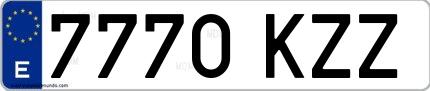 Ejemplo de matrícula española 7770 KZZ