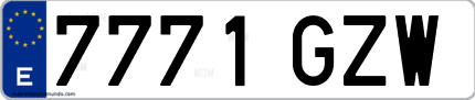 Ejemplo de matrícula de coche ordinaria 7771 GZW