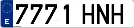 Ejemplo de matrícula de coche ordinaria 7771 HNH