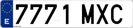 Ejemplo de matrícula española 7771 MXC